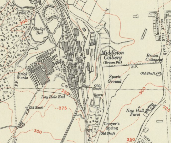 A 1950 map showing the location and layout of Middleton Colliery